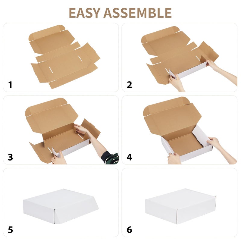 RLAVBL 10x8x4 Inches Shipping Boxes Set of 20, White Small Corrugated Cardboard Box, Mailer Boxes for Packing Small Business - Image 5